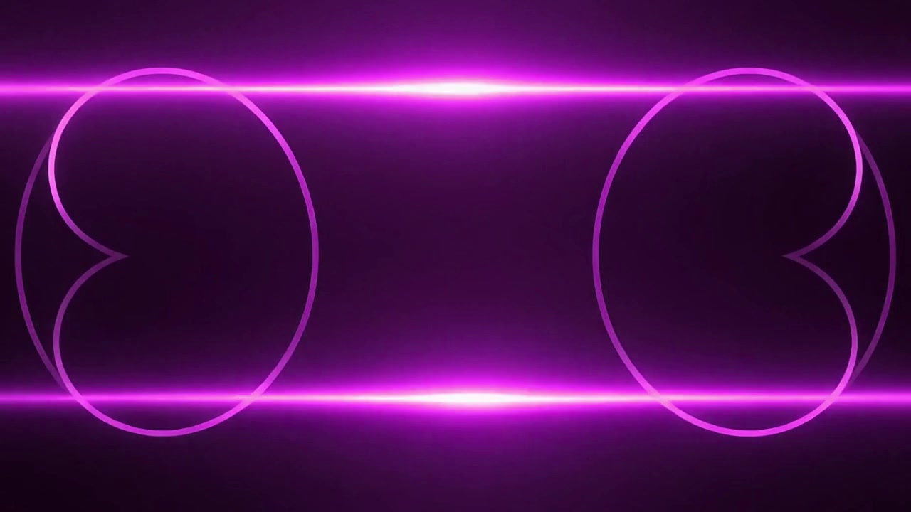 Abstraktit neonpurppurat sydämenmuotoiset kuviot muuttuvat ympyröiksi.