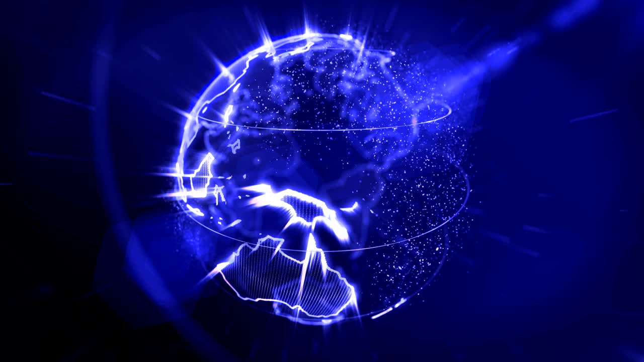 rotating Earth and flying digits - Technology background loop