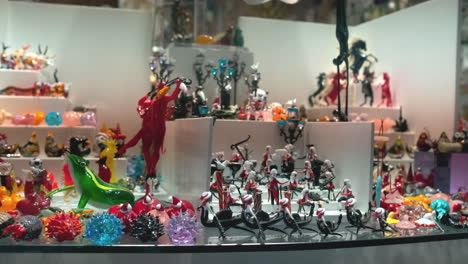 colorful glass figurines display