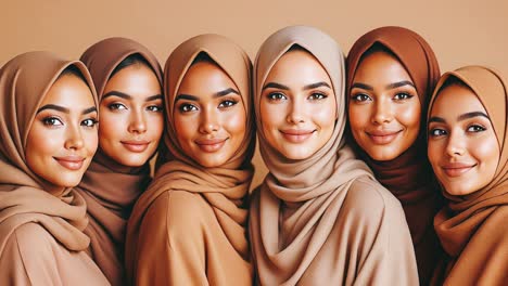 group portrait of women wearing hijabs