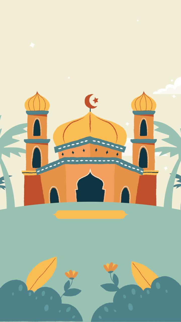 motion graphic de ilustración plana para la celebración de la fiesta islámica mawlid al-nabi