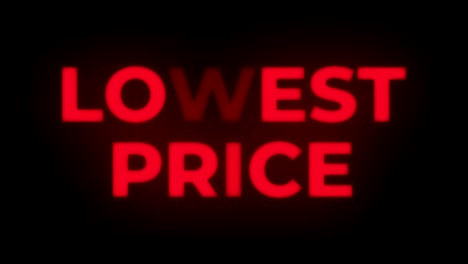 lowest price text flickering display promotional loop.