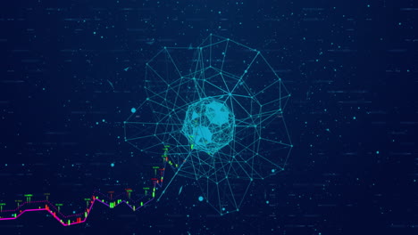 animación de la red de conexiones sobre fondo azul