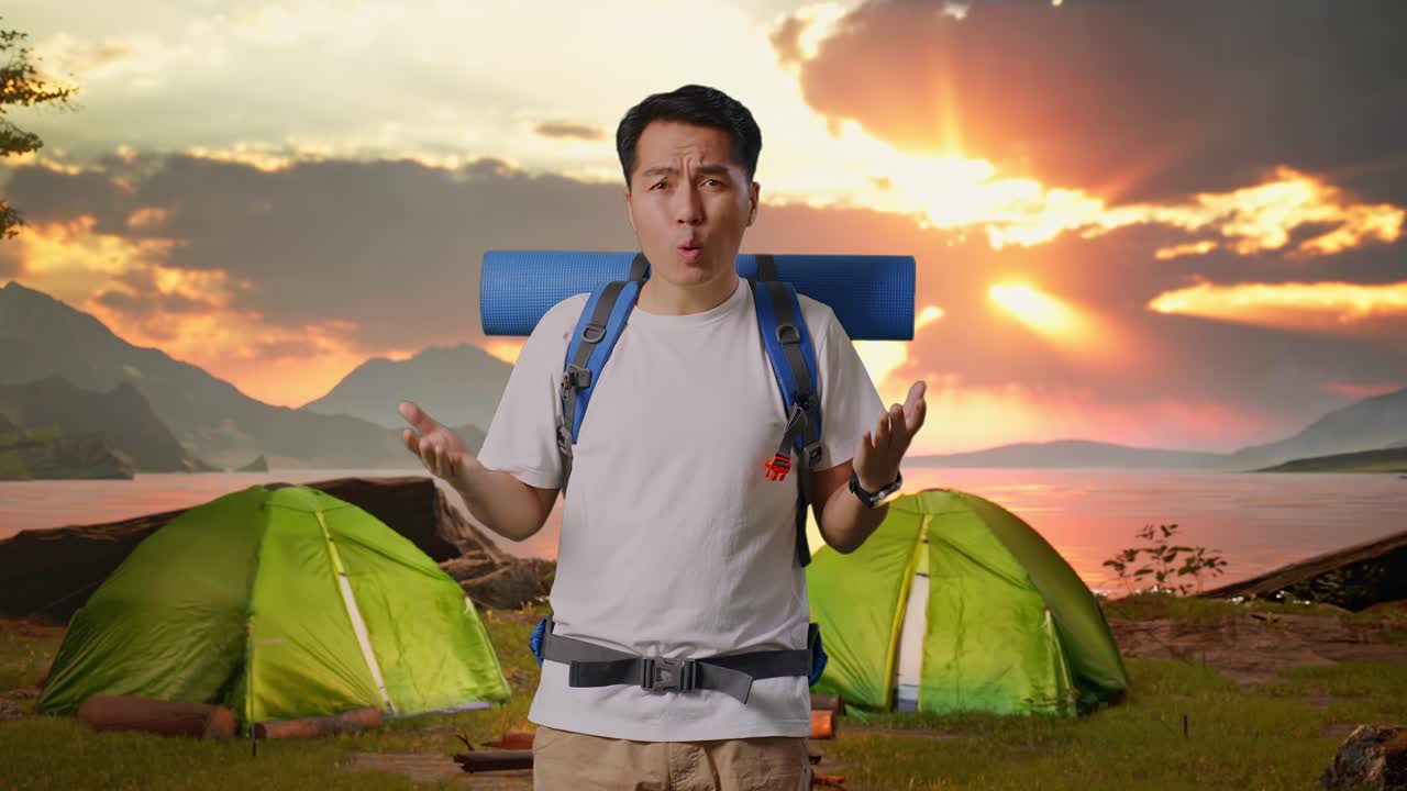 Confused Camper at Sunset