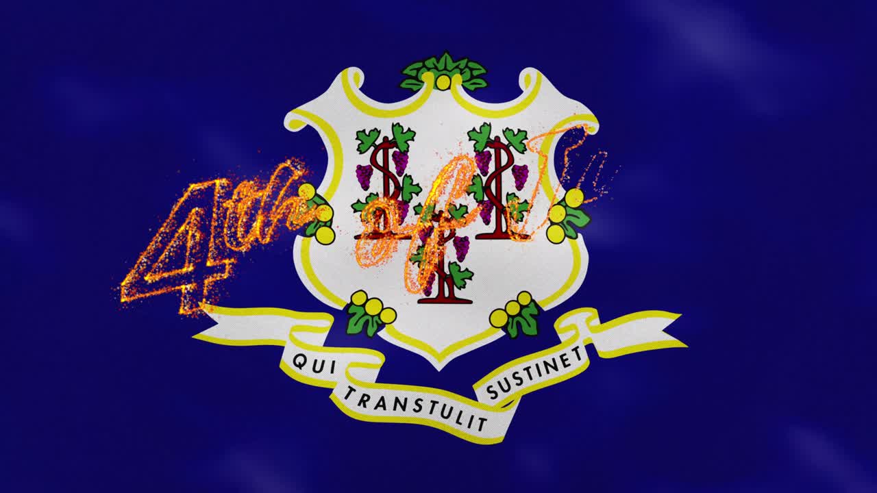 7월 4일 코네티 발 배경 화재 글자, 루프