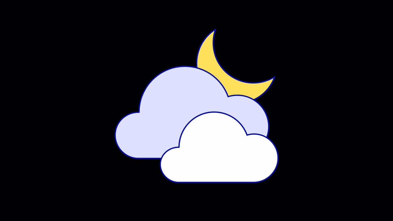 Simple Animated Moon and Clouds Night Weather Icon