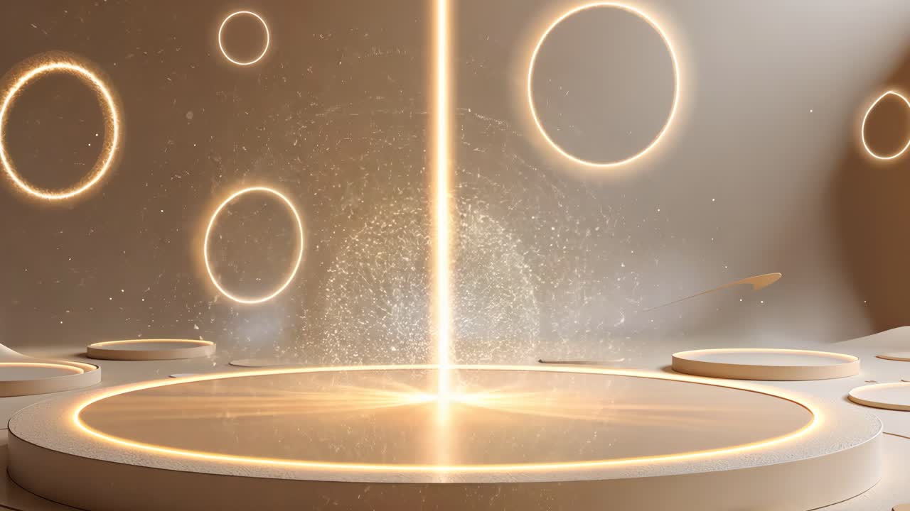 Modern Golden Product Display Podium with Lights