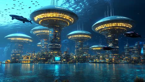 underwater futuristic cityscape
