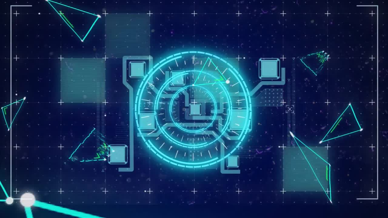 Animation of scopes scanning and data processing on digital screen