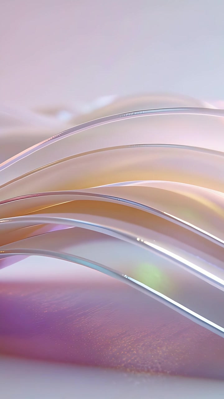 Vertical video: Starting ribbons waving across pastel set, settling into center catching glitter