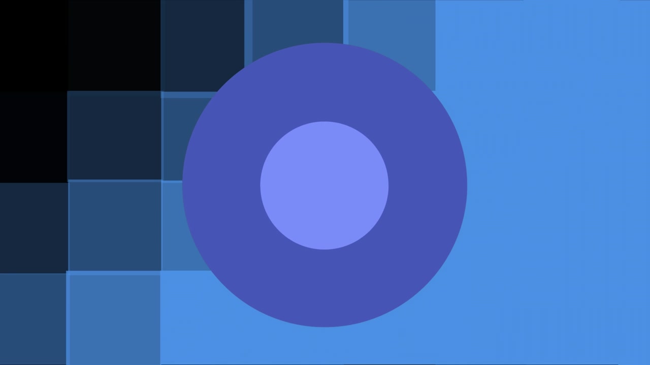 Animation of blue and violet circle moving on black background