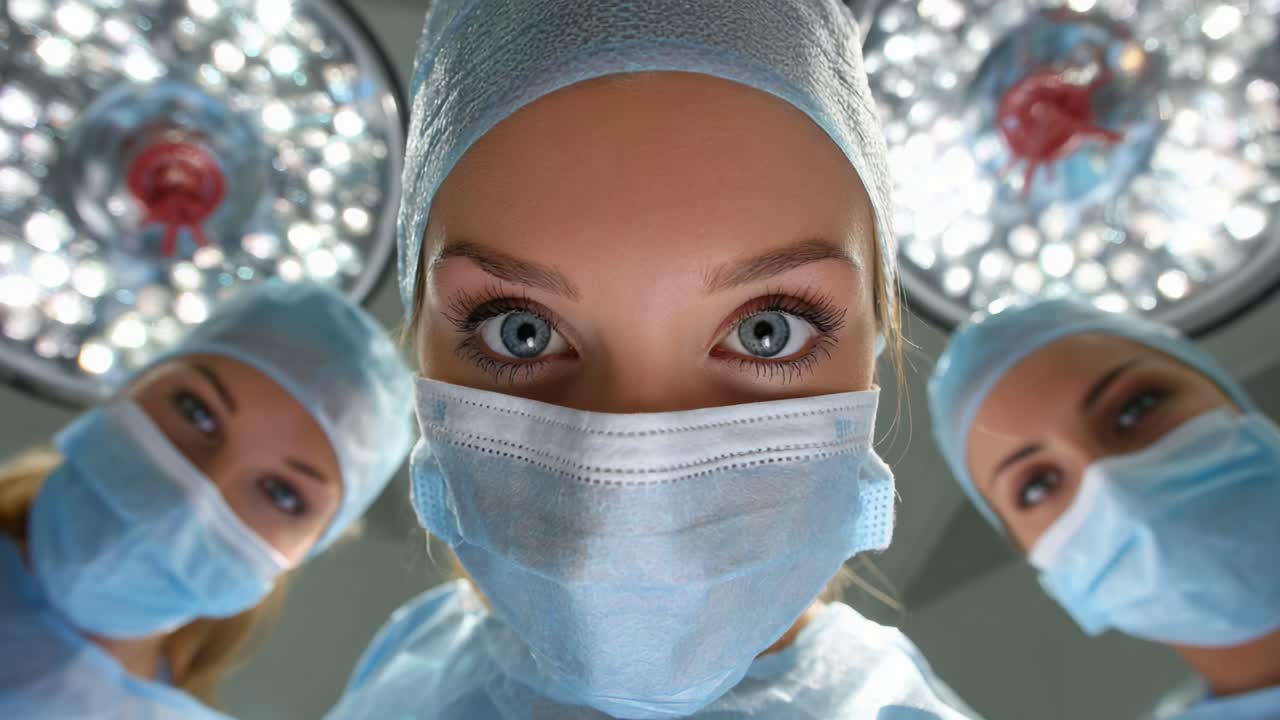 A Focused Team of Medical Professionals Preparing for Surgery Under Bright Operating Room Lights, Demonstrating Precision and Care in Healthcare Services