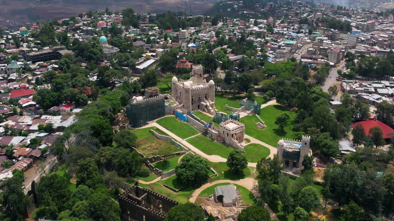 Aerial View Of Fasil Ghebbi Fortress In Gondar, Amhara Region, Ethiopia.