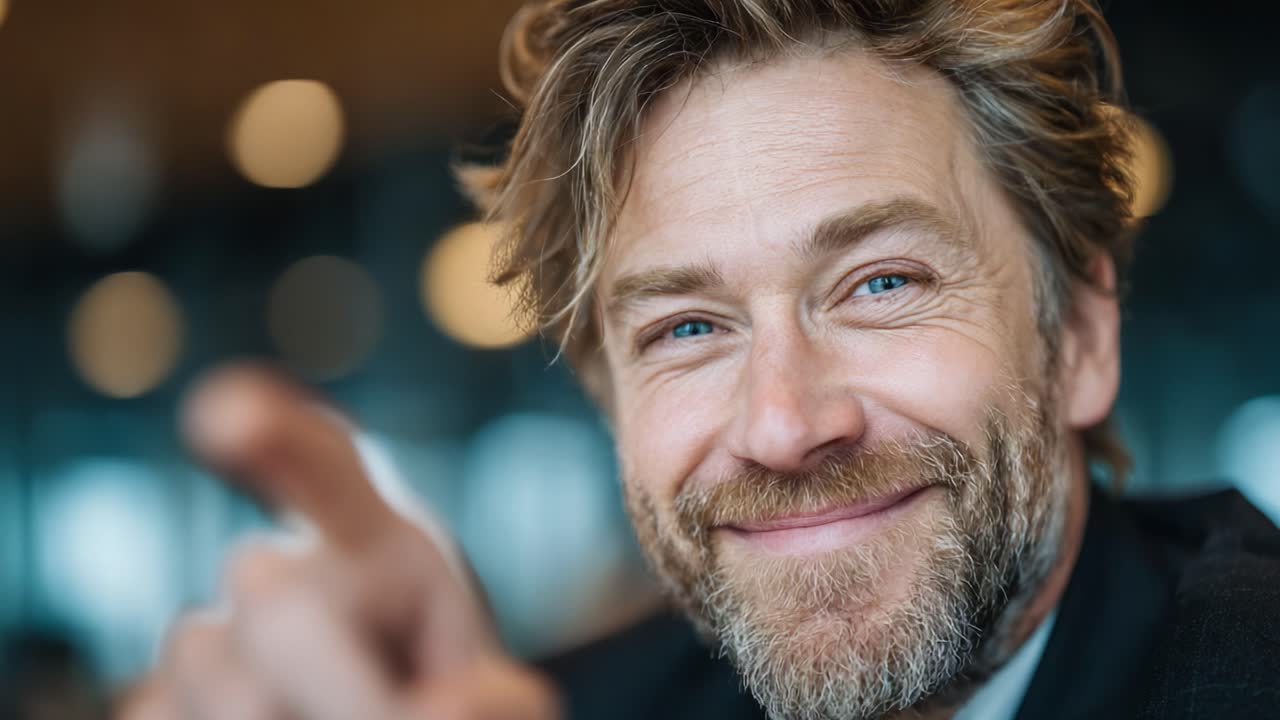 Captivating Expressions: A Warm Smile and Engaging Gesture in Two Frames Capturing a Person's Charisma and Approachability in a Social Setting