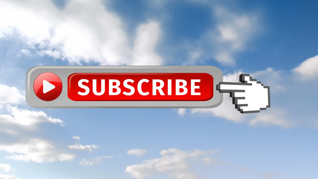 Subscribe button with a pointing hand for social media