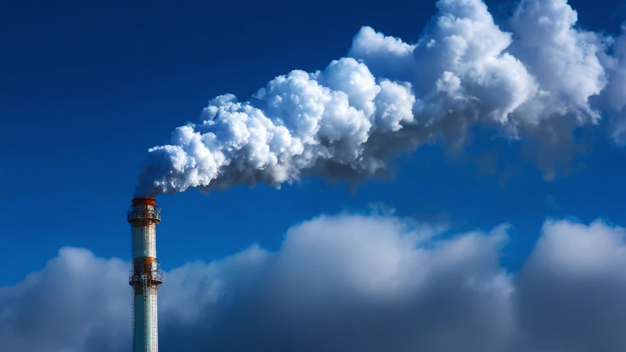 Smoke stack against a blue sky