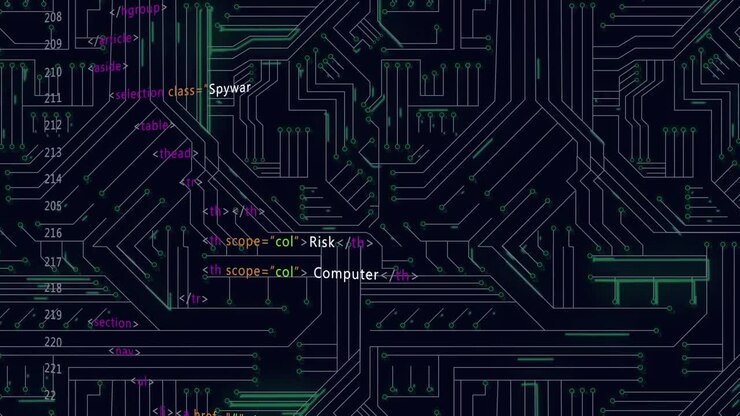 Animation of data processing on black background