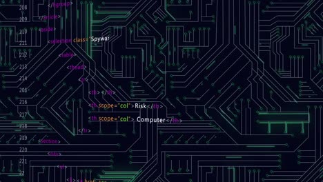 animación del procesamiento de datos sobre un fondo negro