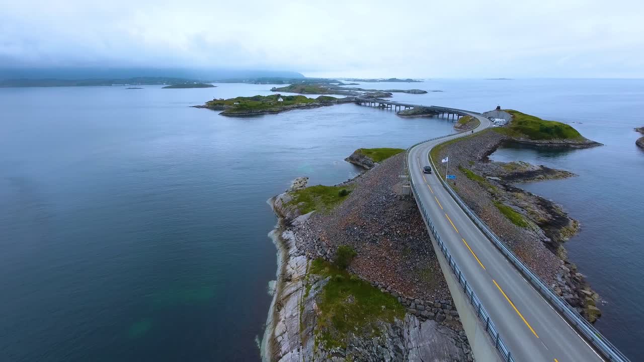 대서양 도로 항공 영상 노르웨이