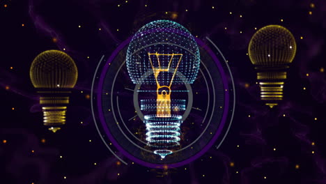animación de bombillas, conexiones y procesamiento de datos