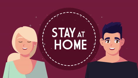 pareja que se queda en casa animación de campaña