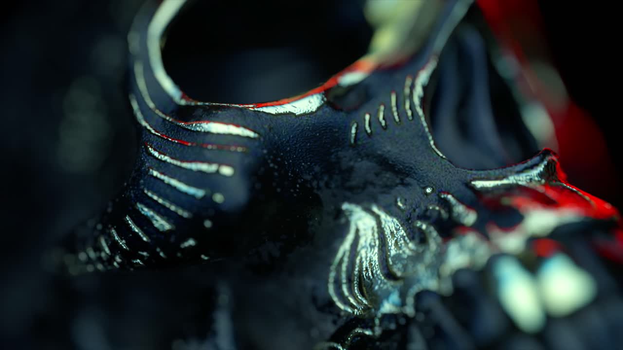 primer plano detallado de un cráneo decorado