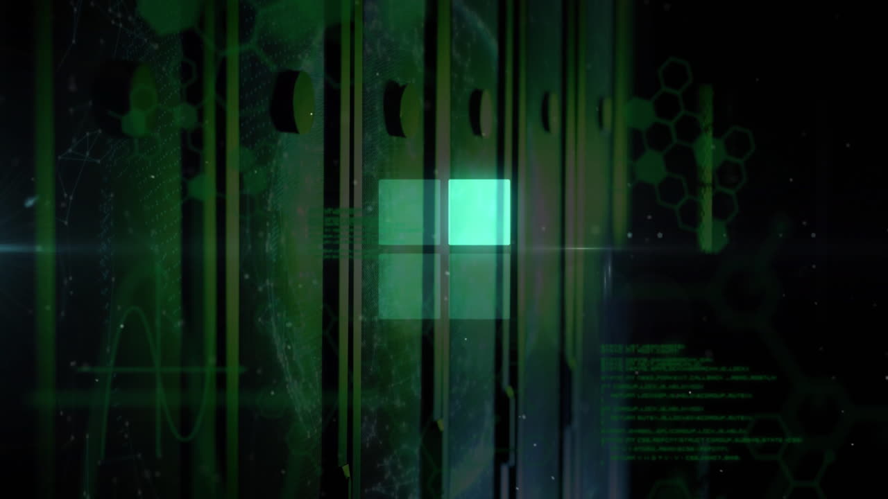 animación del procesamiento de datos informáticos a través de servidores informáticos