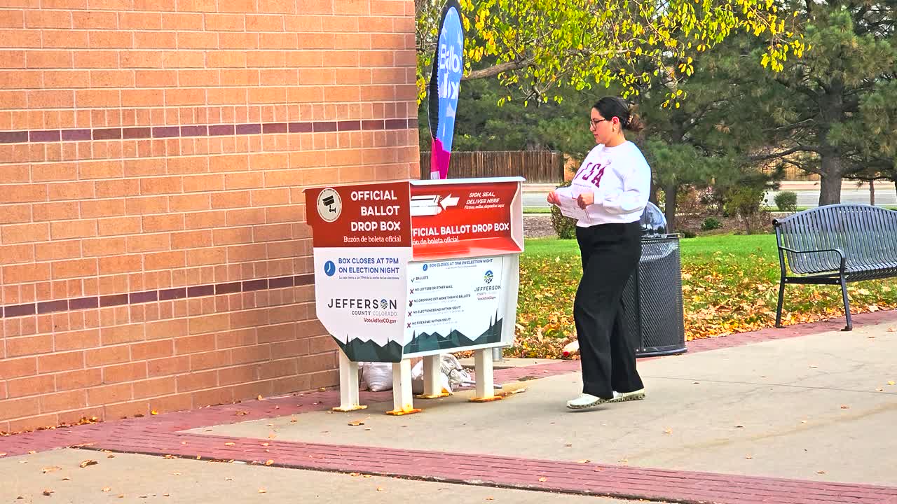 Voting is represented as a woman places her ballot into an official drop box, symbolizing democracy, freedom, civic duty, election integrity, inclusivity, equality, and participation in society