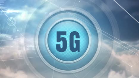 Digital-animation-of-5G-with-clouds-and-sky-backdrop-