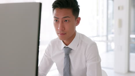 task, complete and relax with a business asian man