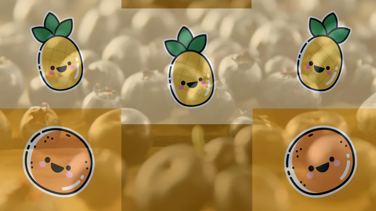 신선 한 블루베리 위 에 있는 과일 을 그린 그림 의 애니메이션