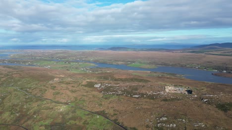 panning left aerial view, picturesque landscapes ireland, clifden bay waters