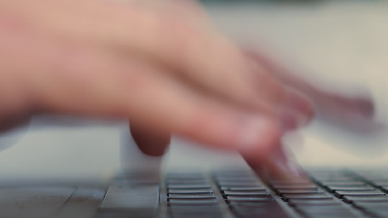 Rapid Timelapse of Fingers Typing Fast on Keyboard Replying to Emails Working from Home. Illustrating High Work Rate and Productivity