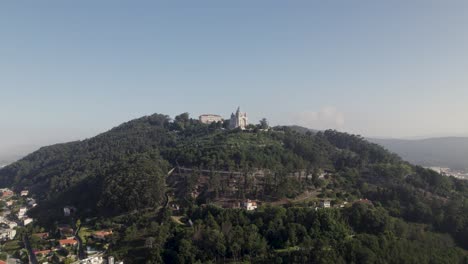 aerial view of the sanctuary on top of the hill viana do castelo in portugal