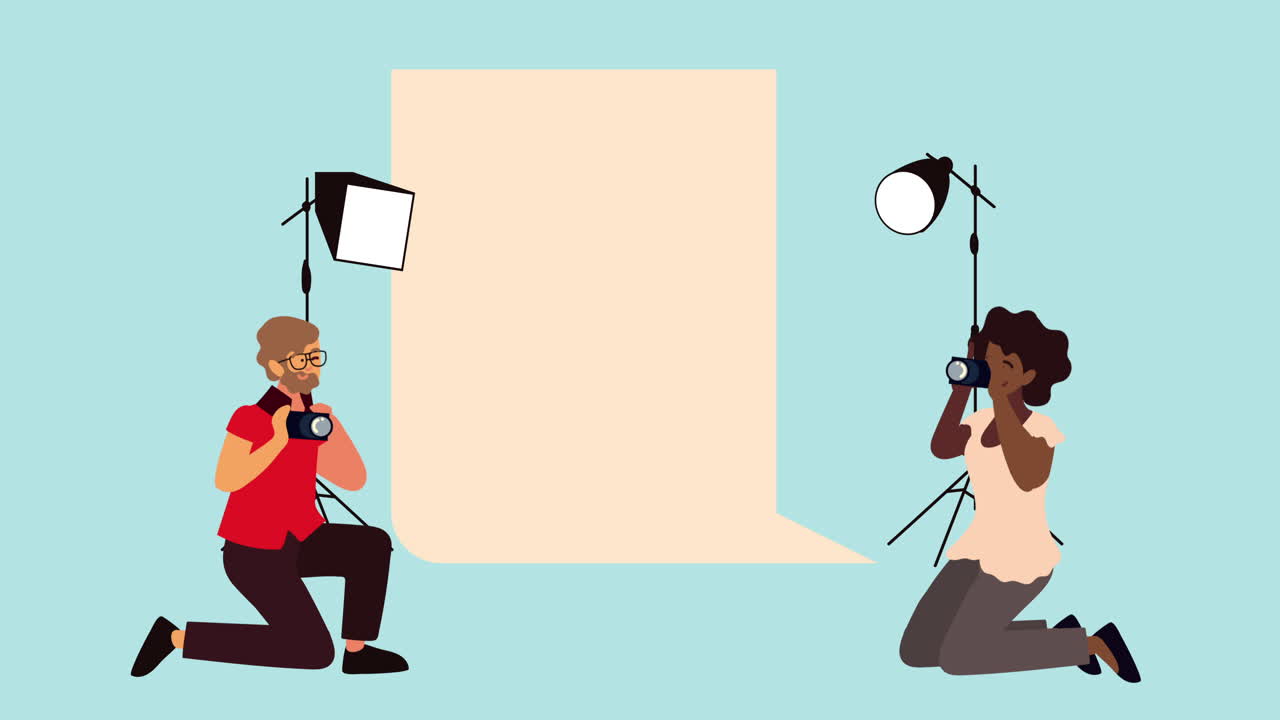 interracial photographers couple characters animation