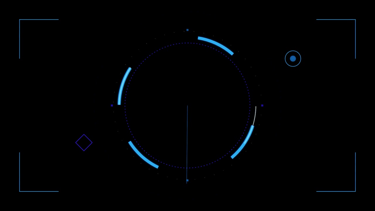 Futuristic Digital HUD Interface with Rotating Circular Radar Scan