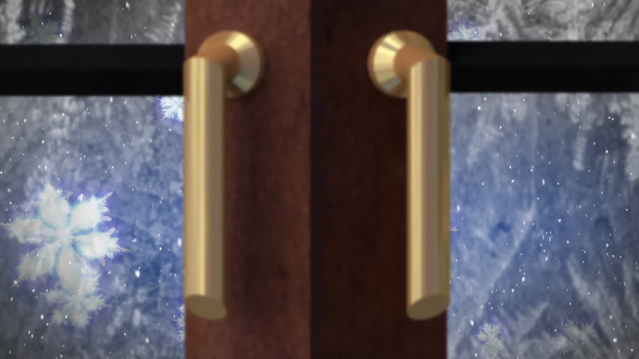 창문 을 통해 볼 수 있는 눈 이 떨어지는 애니메이션