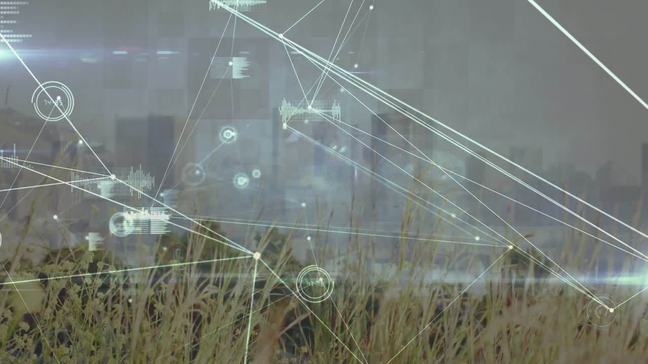 도시 풍경에 대한 연결 네트워크의 애니메이션