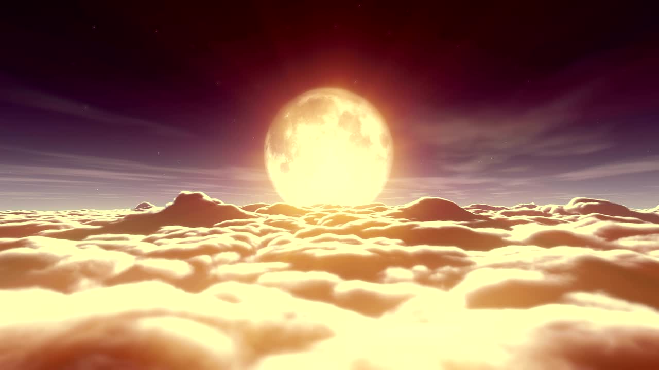 구름과 달에서 날아가는 꿈 4k