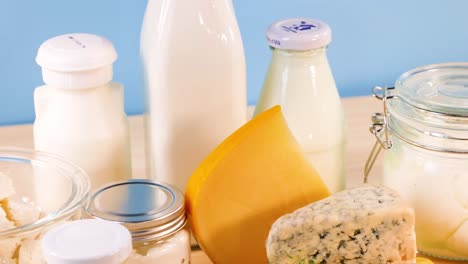 assorted dairy items displayed on a table