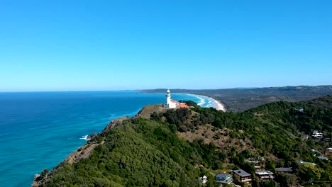 aerial view of seaside lighthouse in byron bay, australia