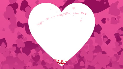 heart shapes animation over large white heart on pink background