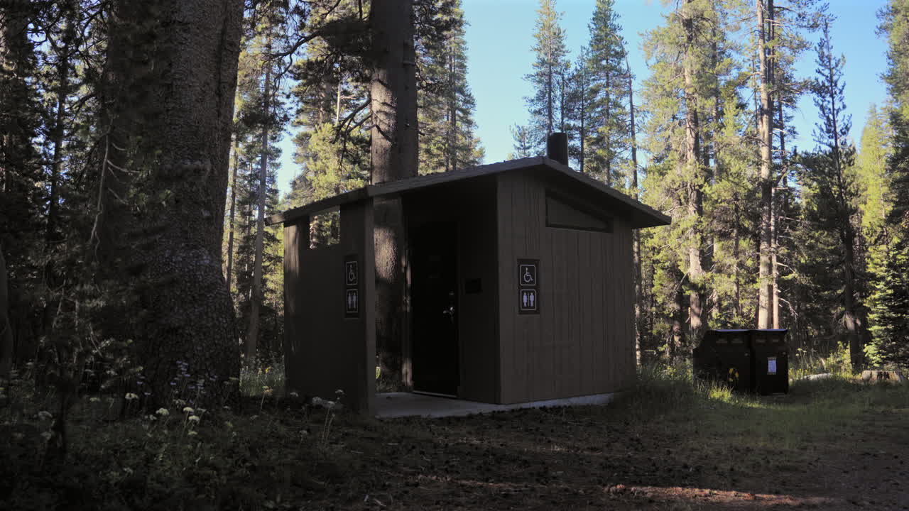 Pit Toilet At Camping Ground Near Yosemite In California's Sierra Nevada Mountains