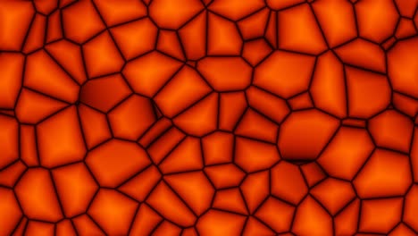 morphing animation of symmetrical orange squares and rectangles. abstract tile pattern.