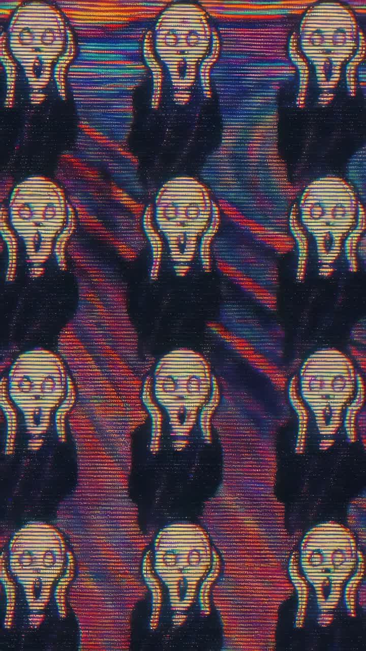 Repeating 'The Scream' pattern with a glitch effect, reminiscent of a retro video style