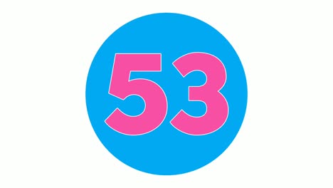 number 53 fifty three sign symbol animation motion graphics on white background,4k cartoon video number for video elements