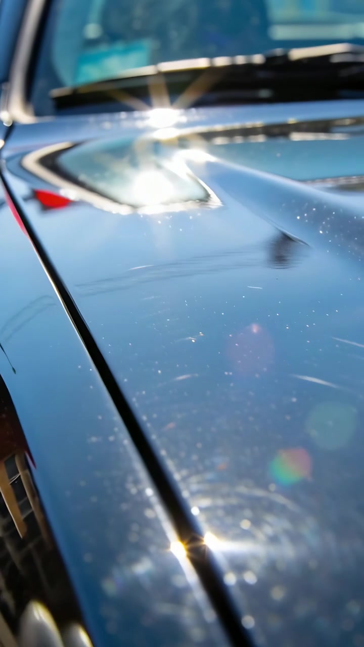 Vertical video: Reflecting dark hood traffic light blurring while panning at street showing swirls
