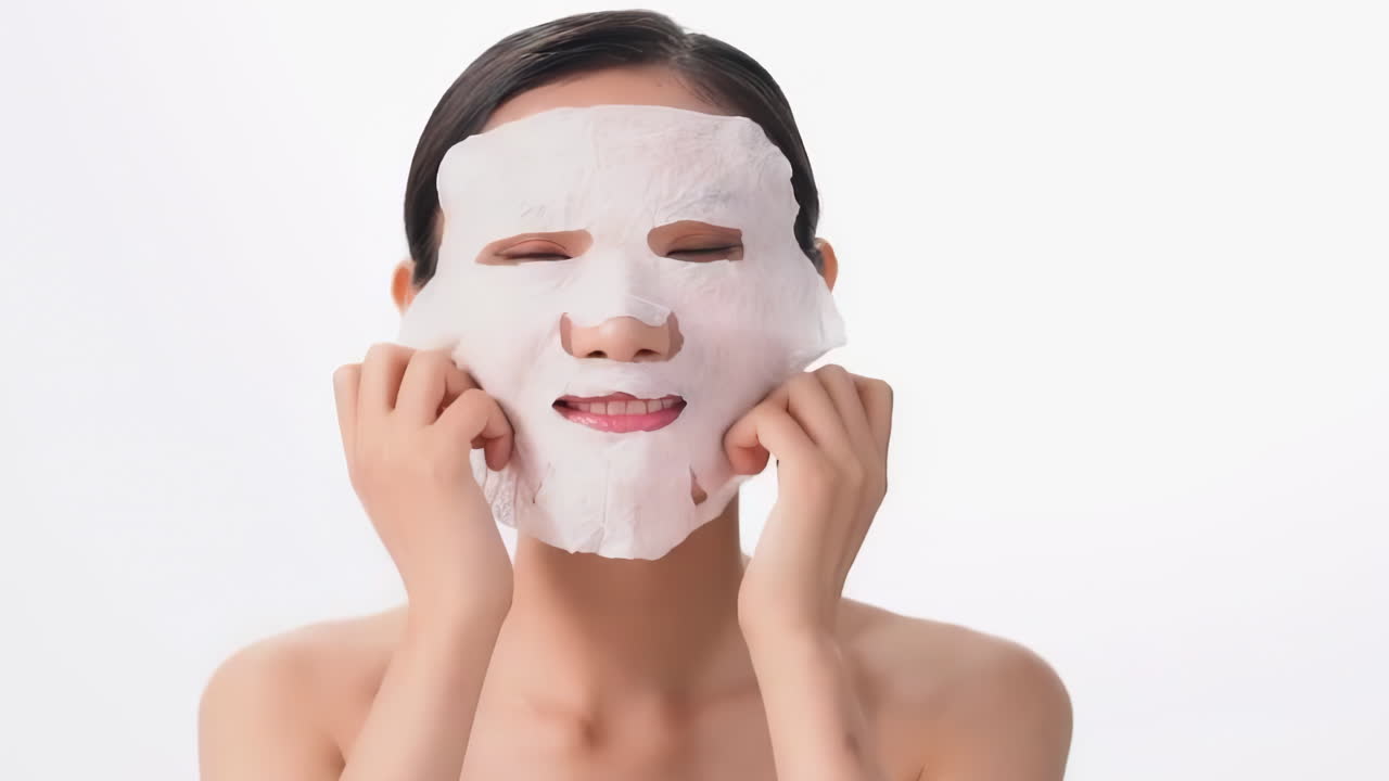 건강한 피부를 가진 전문적인 여자 얼굴 메이크업 콘셉트 화장품, 메이크업, 재단 적용, 피부 색상, 복사 공간