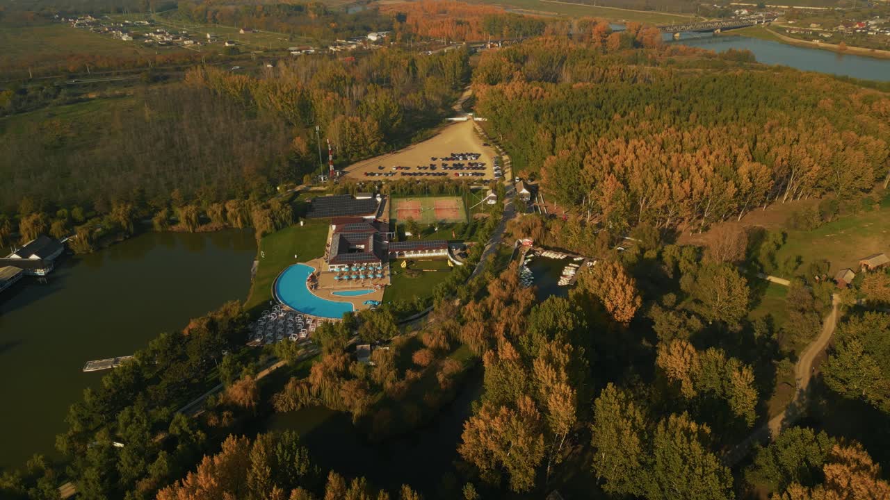 Aerial View Of The Piscina Zaga-Zaga Outdoor Swimming Pool In Romania.