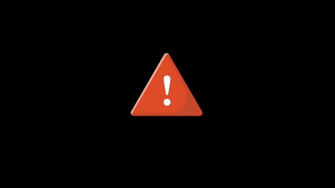 Red Warning Triangle with Exclamation Mark on Black Background